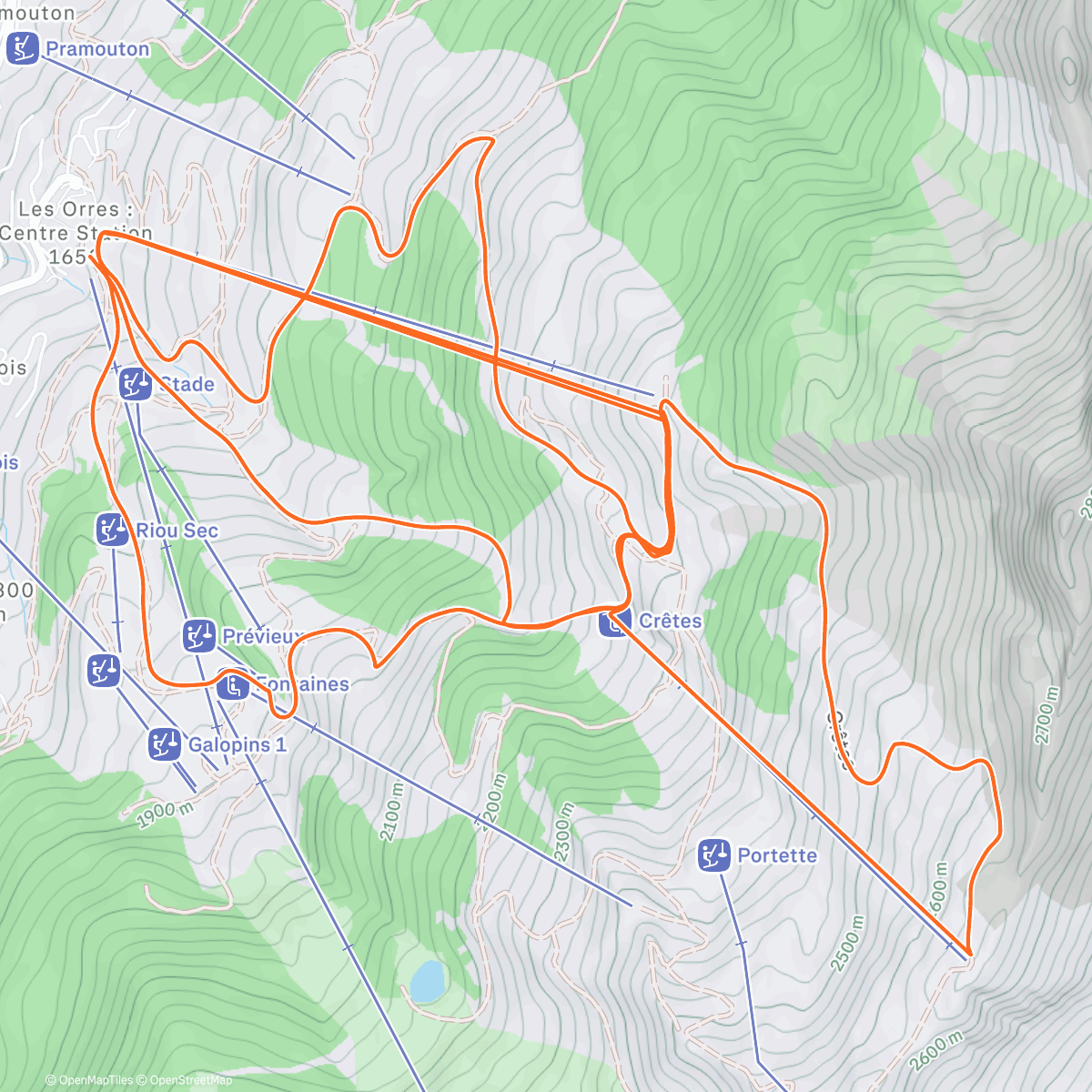Map of the activity, Ski alpin dans l'après-midi