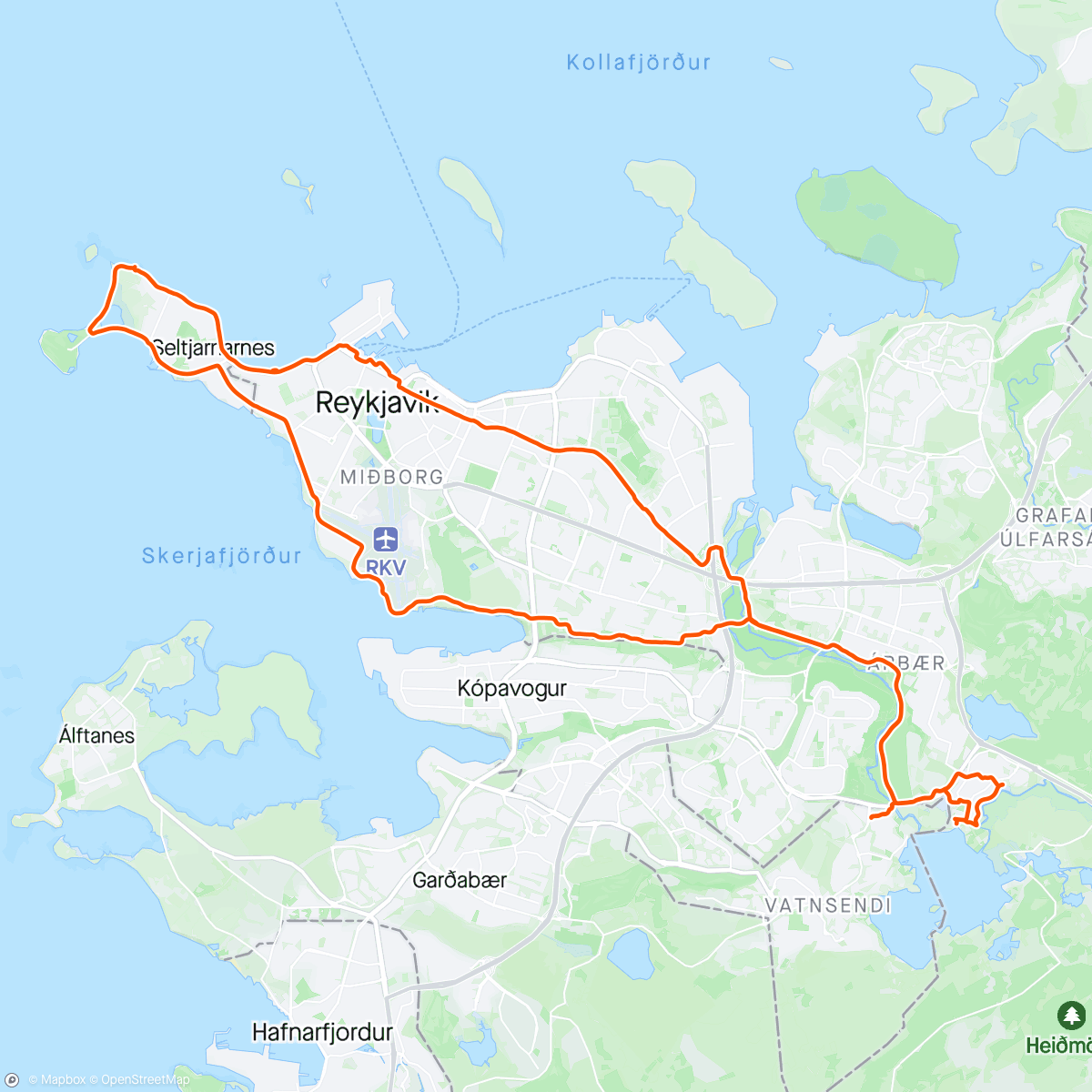 Mapa da atividade, Reykjavik ride