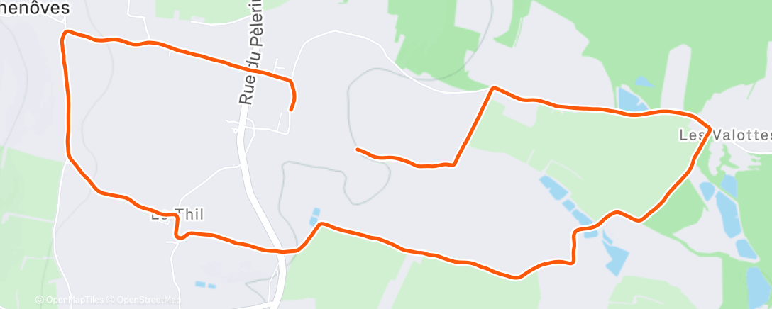 Map of the activity, Course à pied le midi