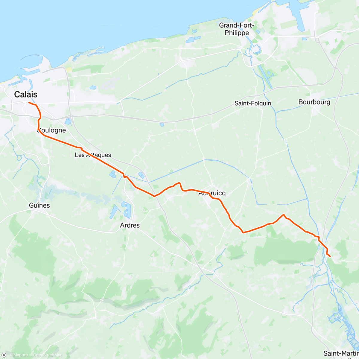 Map of the activity, Day 515 / #CPT2LDN / To Calais & Leaving France