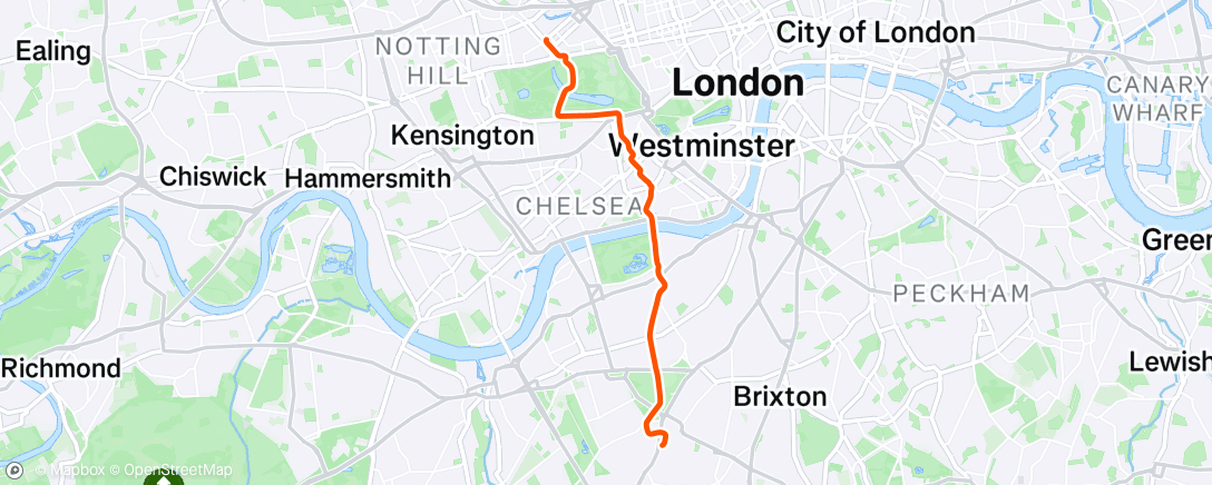 Map of the activity, Welcome back to London with a great big downpour 🌧