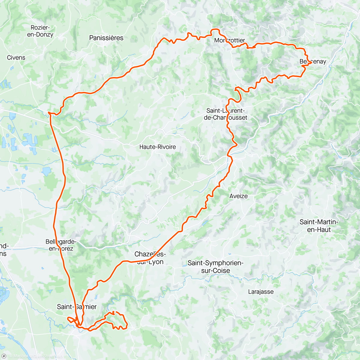 Map of the activity, Sortie vélo dans l'après-midi à quatre CRSG