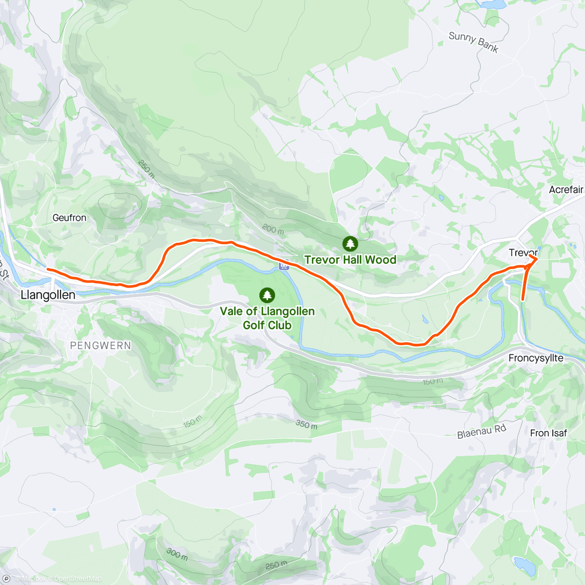 Mapa de la actividad, Llangollen ->Pontcysyllte Aqueduct