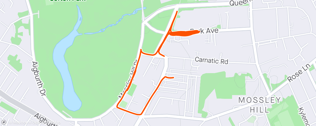 Map of the activity, Wednesday Hill Repeats