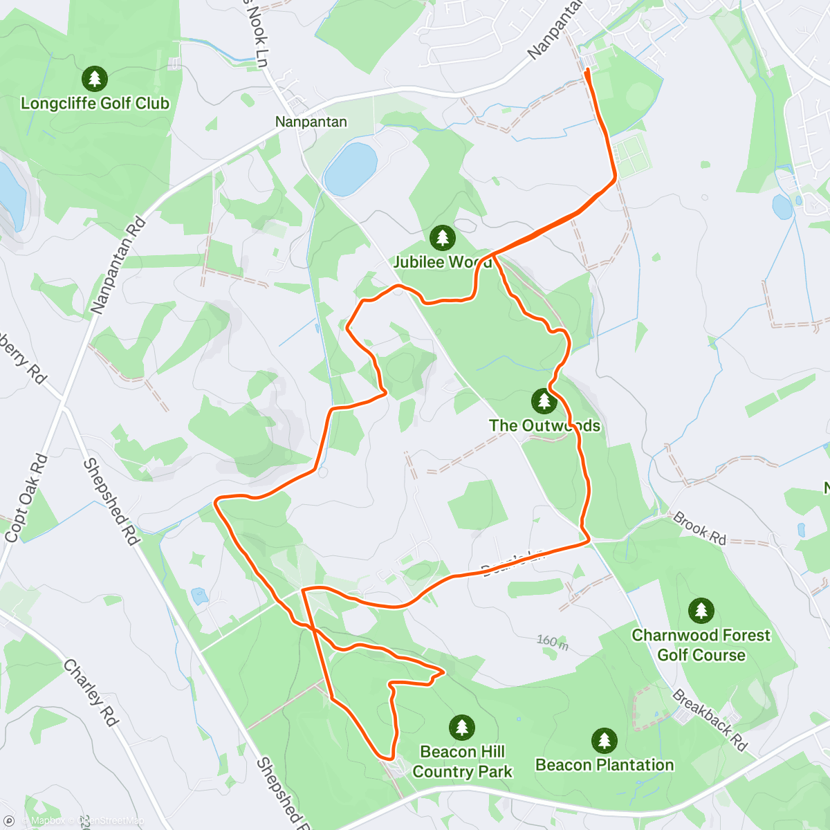 Map of the activity, Evening Walk - Outwoods, Beacon Hill & the hidden valley with Hazel