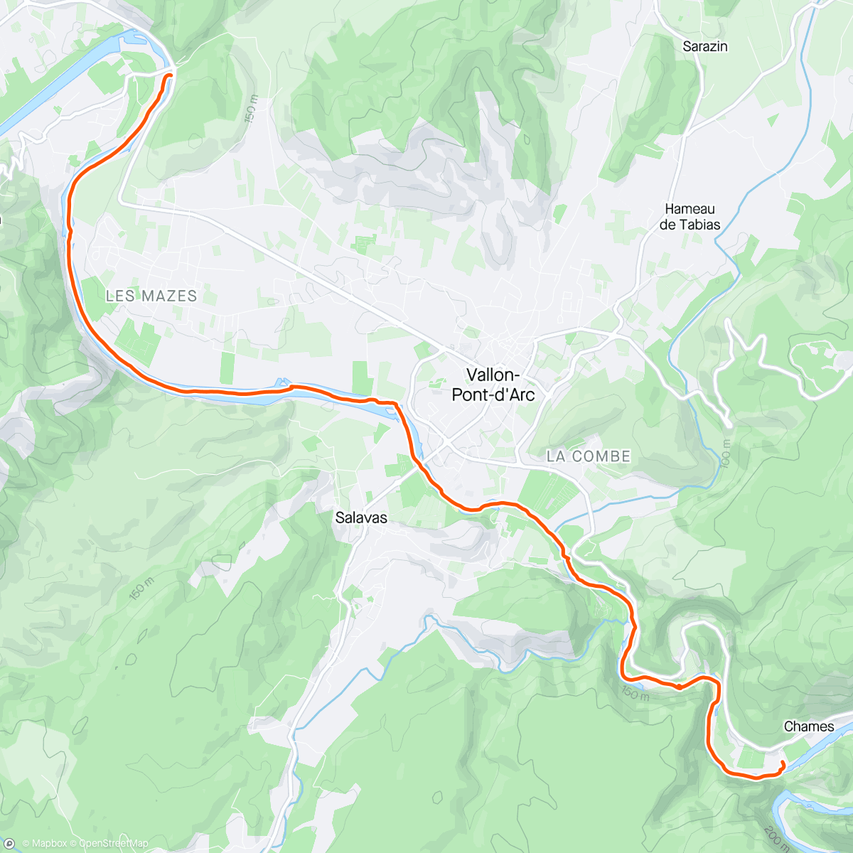 活动地图，Ardeche Super Mini 12km Kayaking