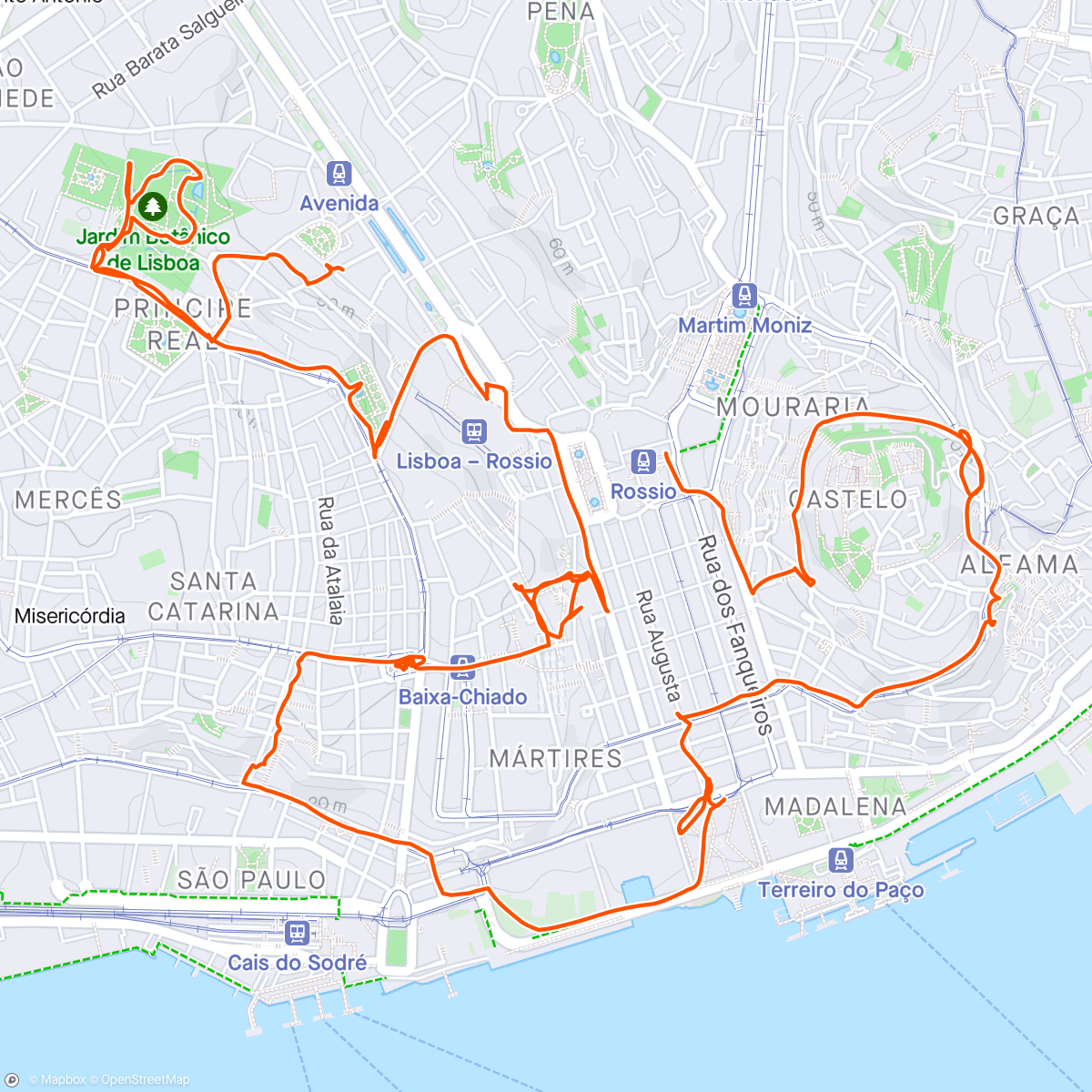 Map of the activity, Wandeling door Lissabon