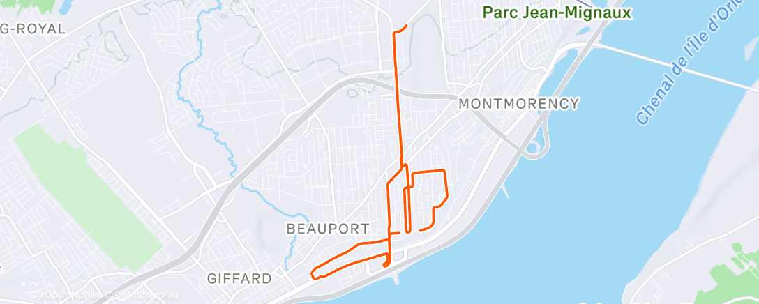 Map of the activity, Afternoon Run