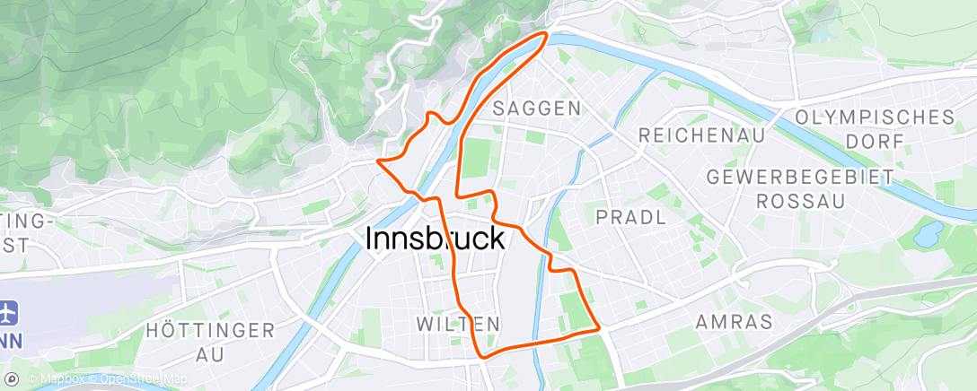 アクティビティ「Zwift - Zwift Pro Training Camp: INEOS Grenadiers | Team Workout 2 in Innsbruck」の地図