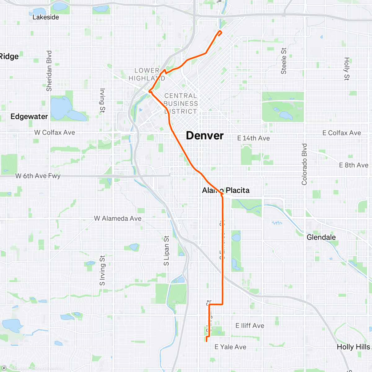 Map of the activity, Evening Ride