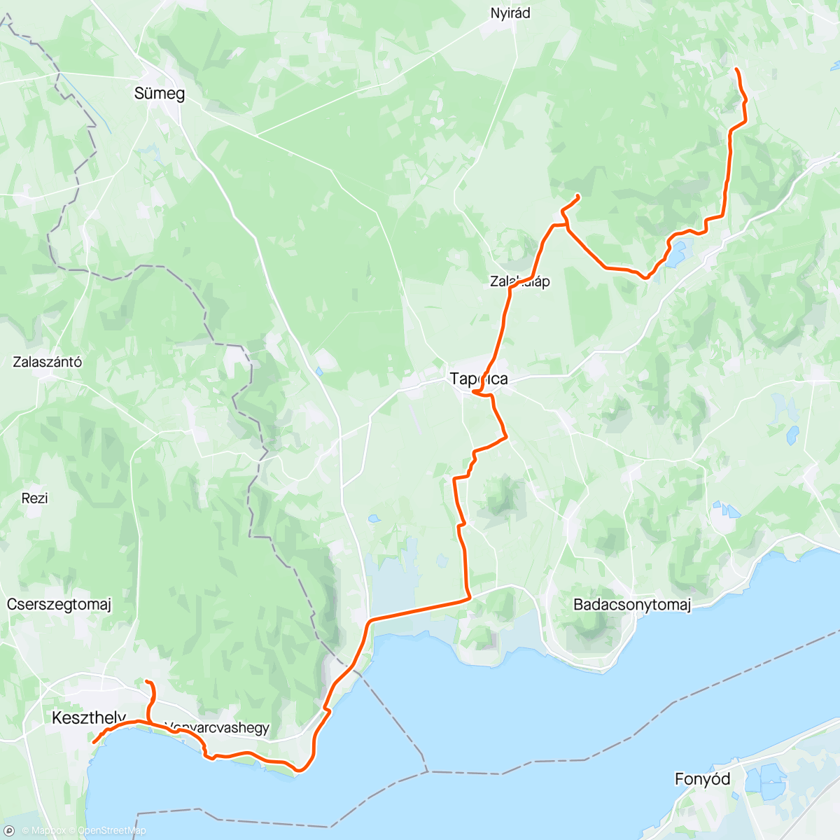 Map of the activity, Déli-Bakony bejárás.
