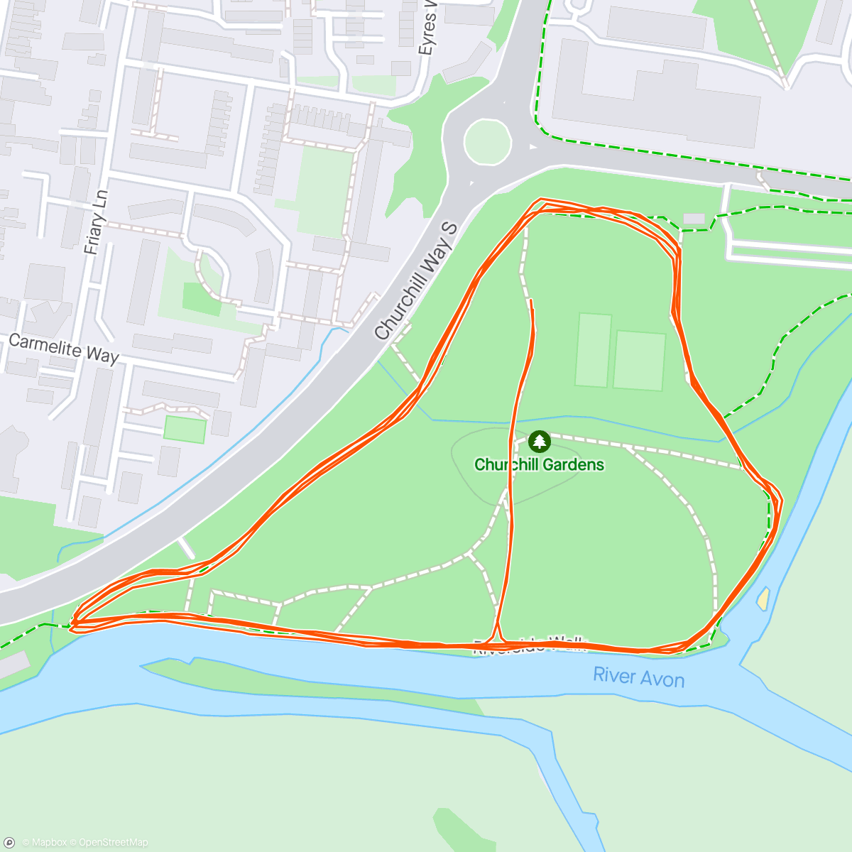 Map of the activity, Sunny Salisbury parkrun 🌞 Trying (and failing) to get sub-22 again 😎 [22:33 official]