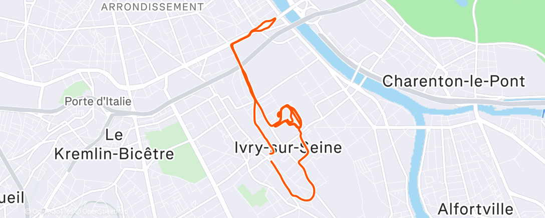 Map of the activity, Afternoon Run