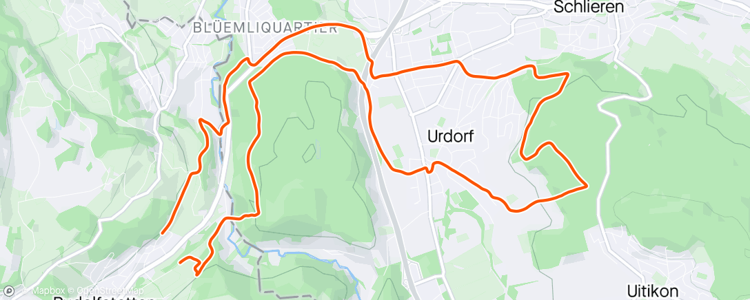 Map of the activity, Afternoon trailrun