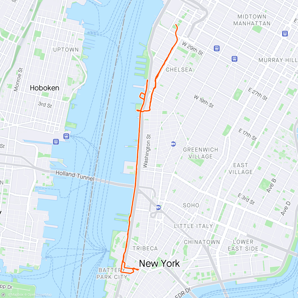 Map of the activity, 13 KM RUN exploring NEW YORK CITY 🏃🏻‍♀️🗽🇺🇸❤️