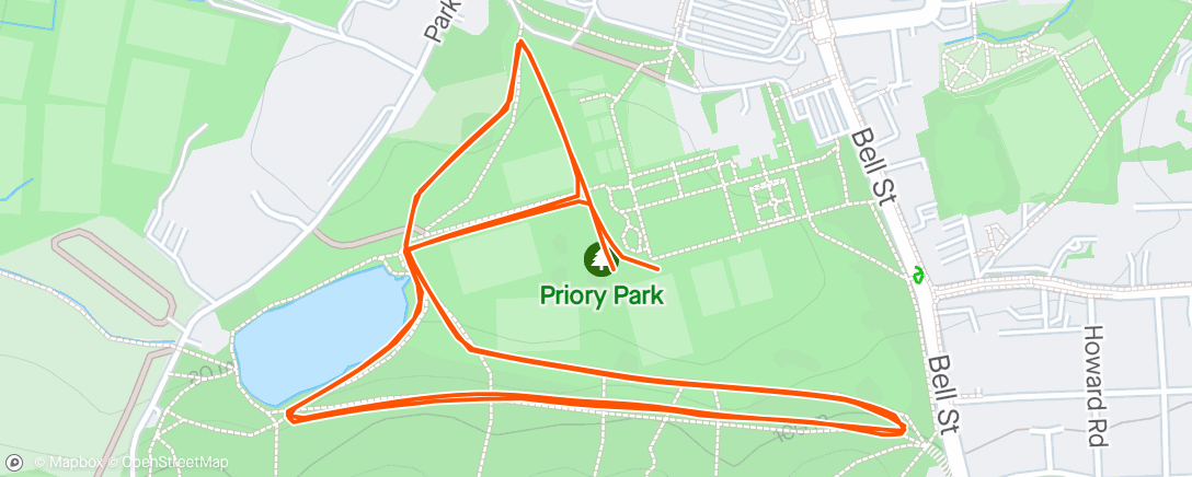 Mapa de la actividad, Reigate Park Run