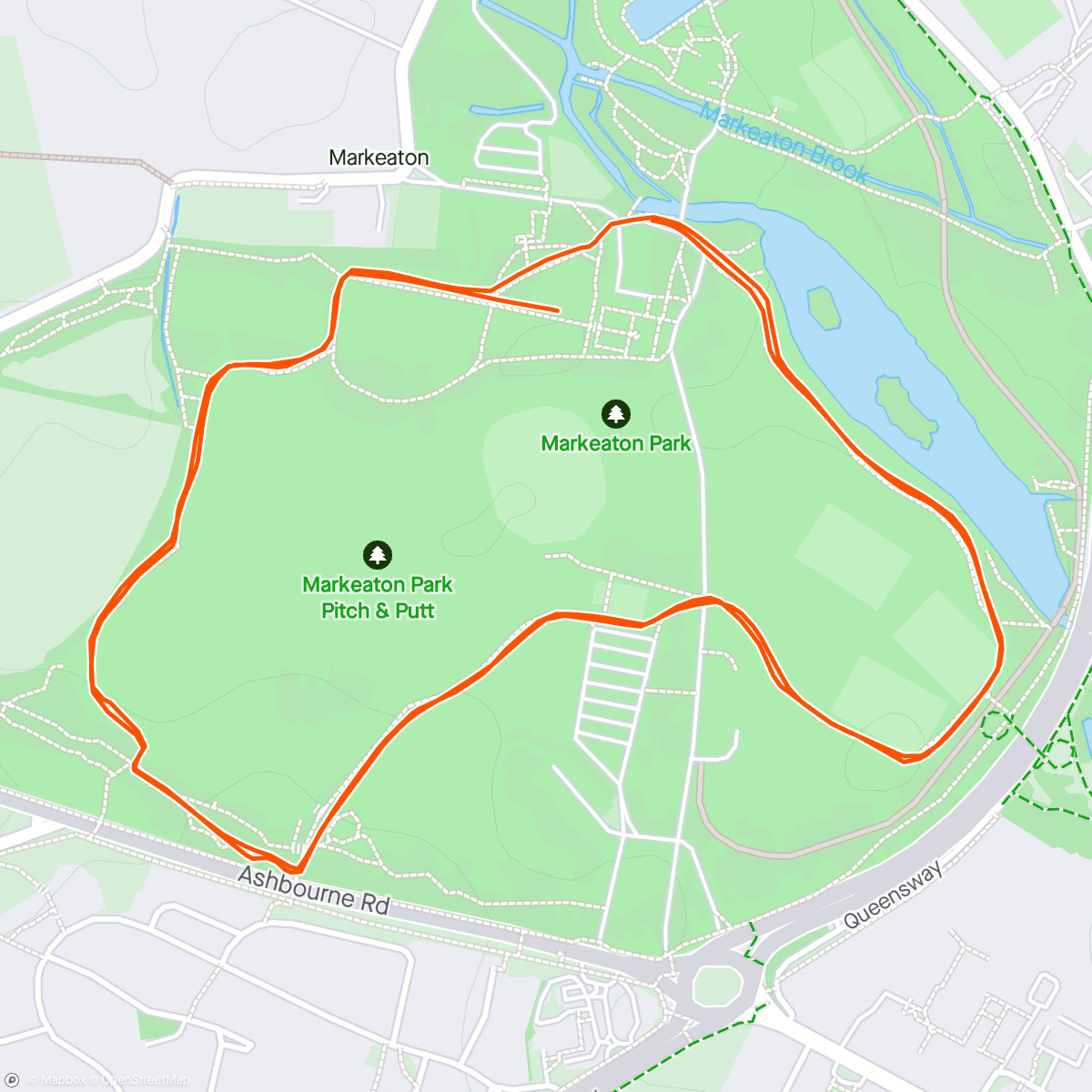 「Markeaton parkrun with the guys, Tracie and Elaine.」活動的地圖