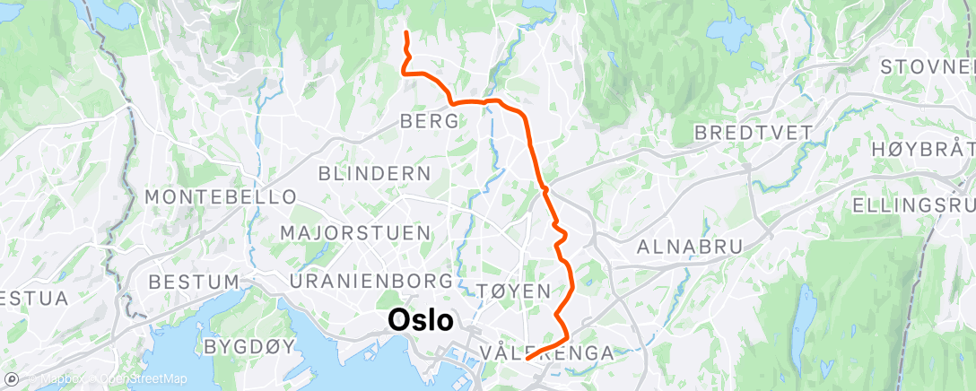 Map of the activity, Sognsvannsride - til jobb