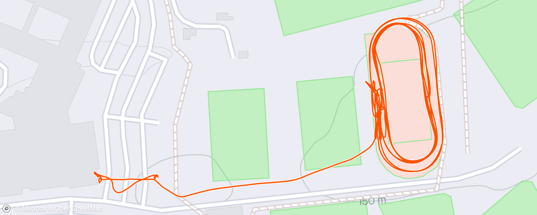 Map of the activity, Backward running workout.