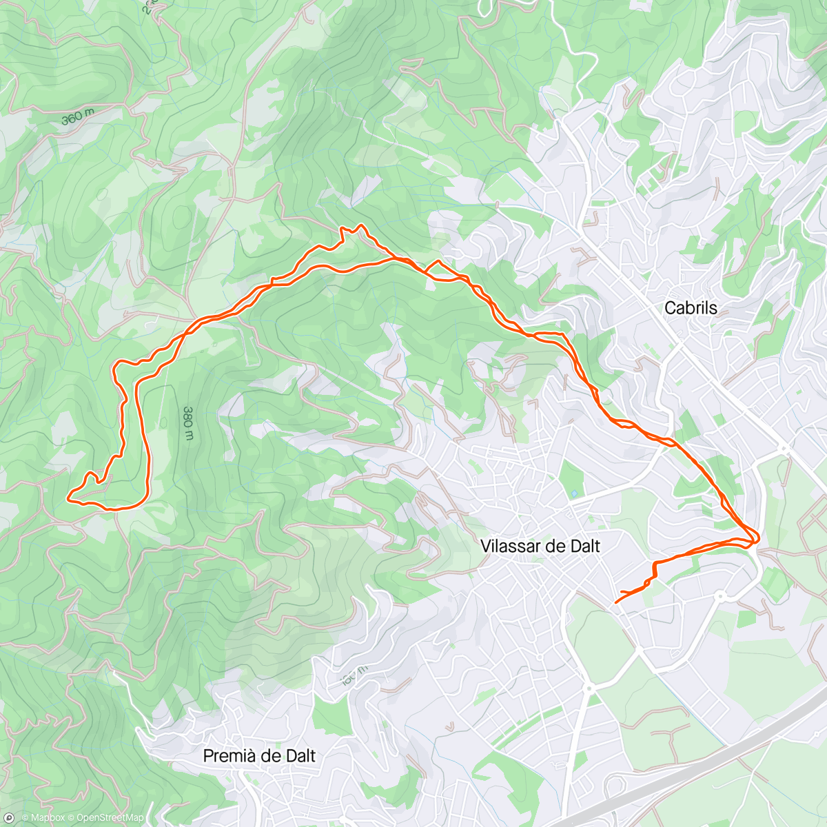 Mapa de la actividad, Carrera de montaña vespertina