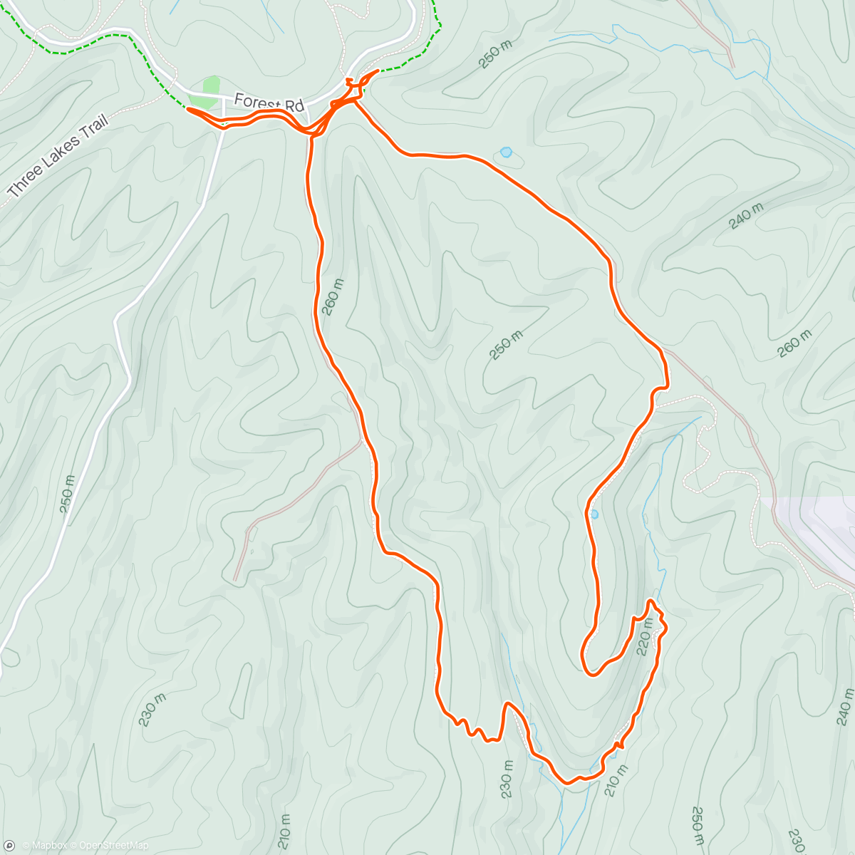 Map of the activity, Hiking Morgan Monroe state forest with Wendy / rock shelter then some paved trail just cause.