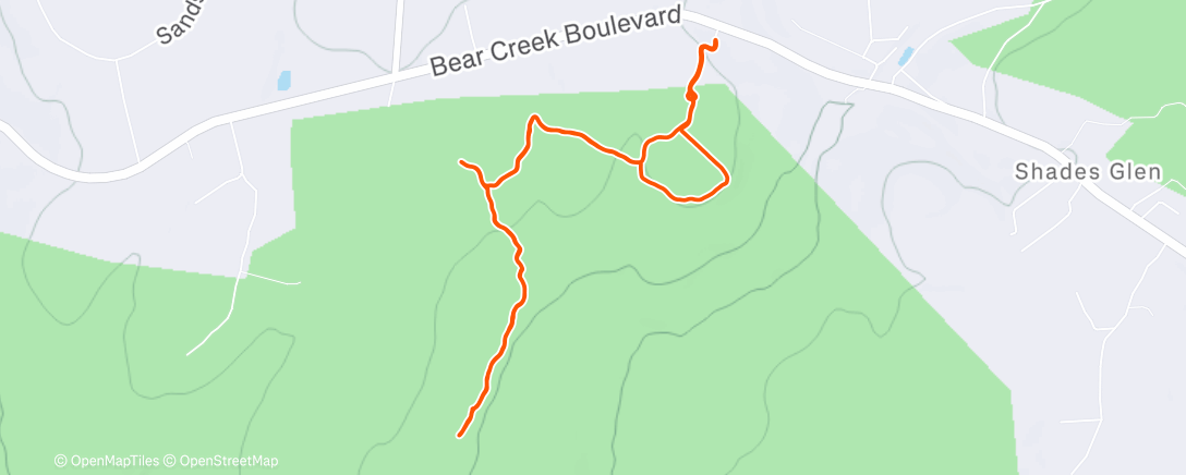 Map of the activity, Afternoon Hike