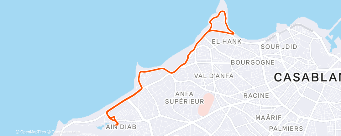 Map of the activity, Course à pied le matin