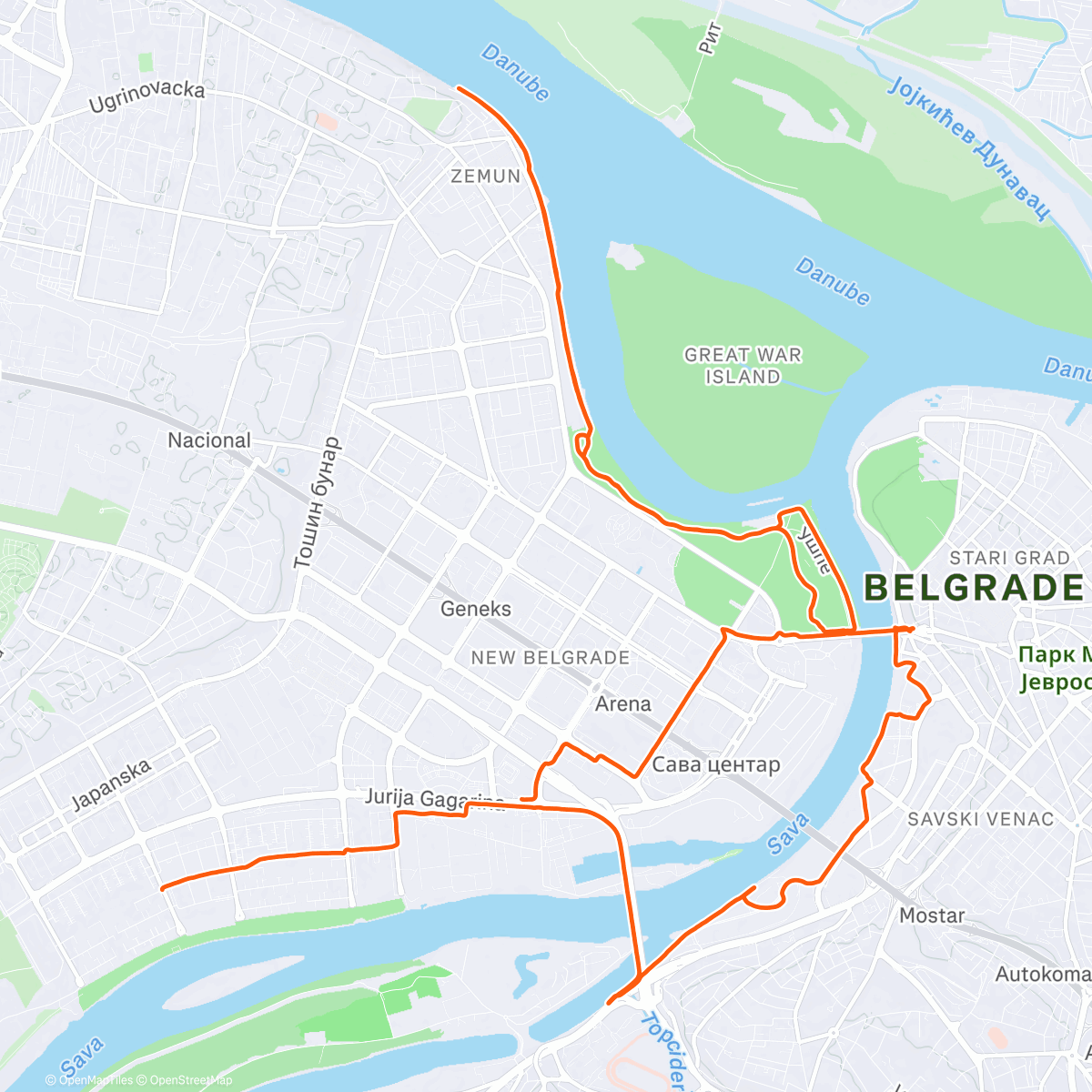 Map of the activity, Дневной забег