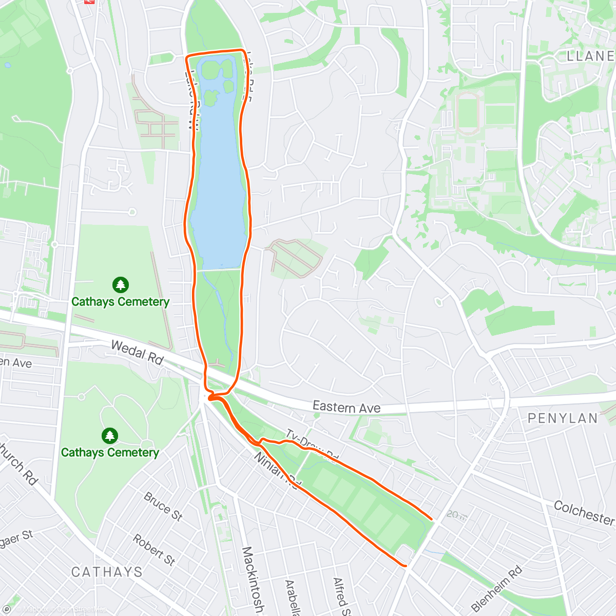 Mapa de la actividad, Evening 5K 5min run/3min walk Jeff #CoachDave