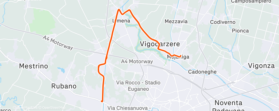 Map of the activity, Pedalata mattutina