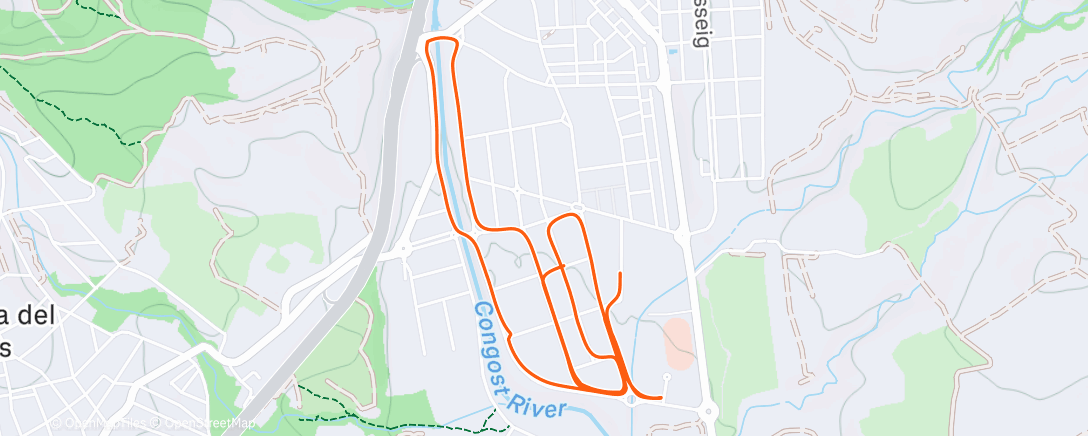 Map of the activity, Carrera de noche