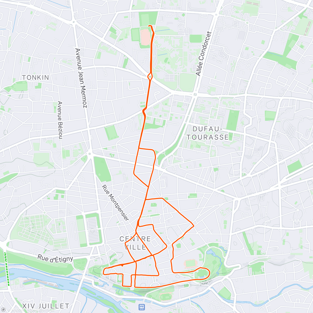 Map of the activity, Balade lumineuse Pau à vélo