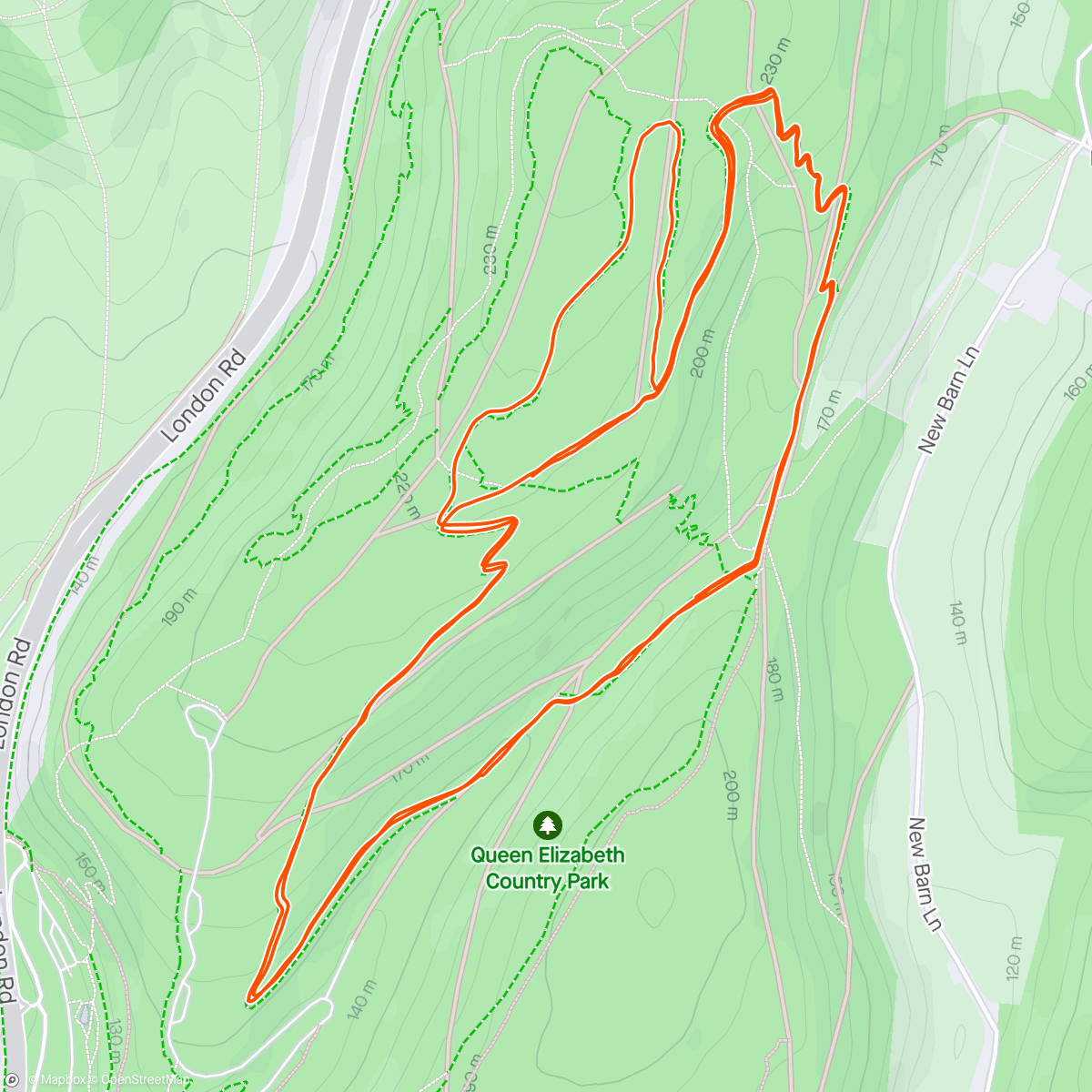 Map of the activity, Chasing Andy on the downhills.