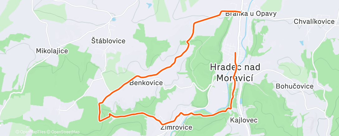 Map of the activity, Předobědový run 🌬️🥶