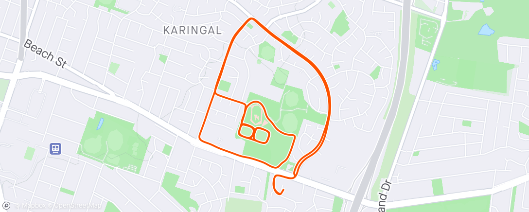 Map of the activity, WU, 2km Fartlek, CD.