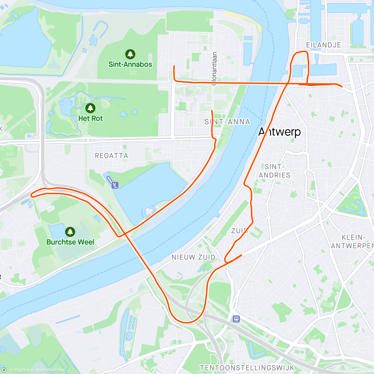 Map of the activity, 10 Miles Antwerp Wave 1 (1/2)