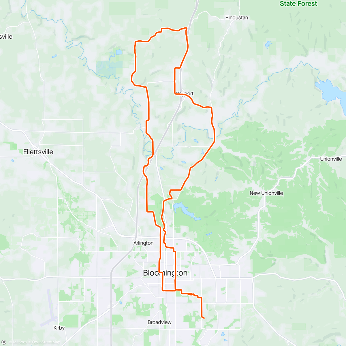 Map of the activity, BVelo Tuesday
