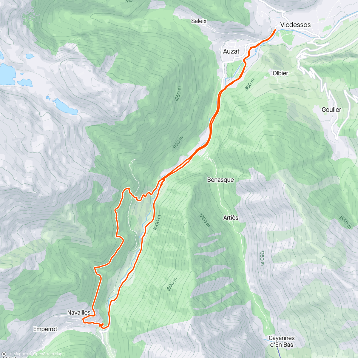 Map of the activity, Snowing trail/run