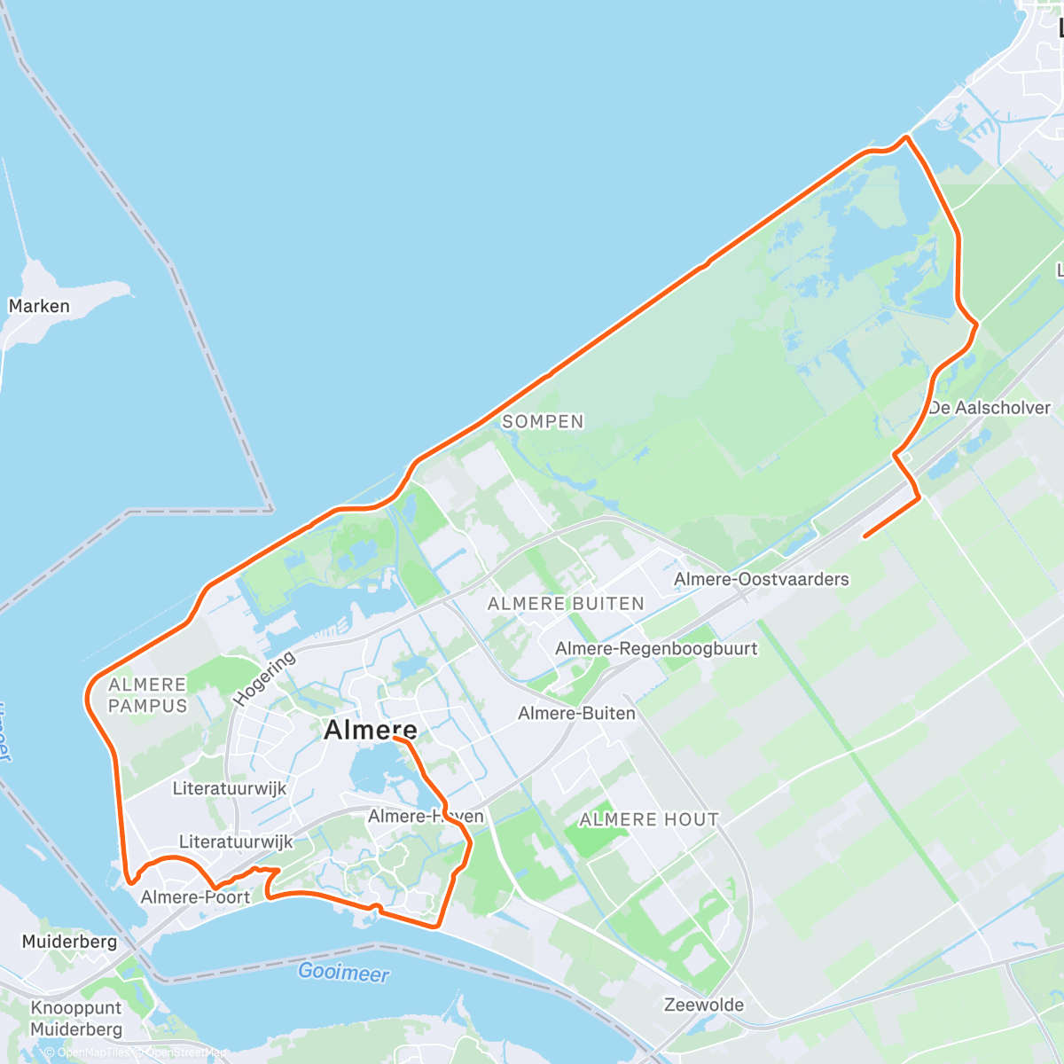 Map of the activity, ROUVY - Challenge Almere 54 km | Netherlands