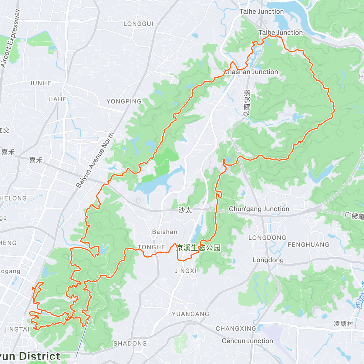 Map of the activity, Guangzhou 60km. Wow, that was an interesting race. One mile you’re in the middle of a city, the next a techy mountain trail. That was a cool course! And friggin hard too!