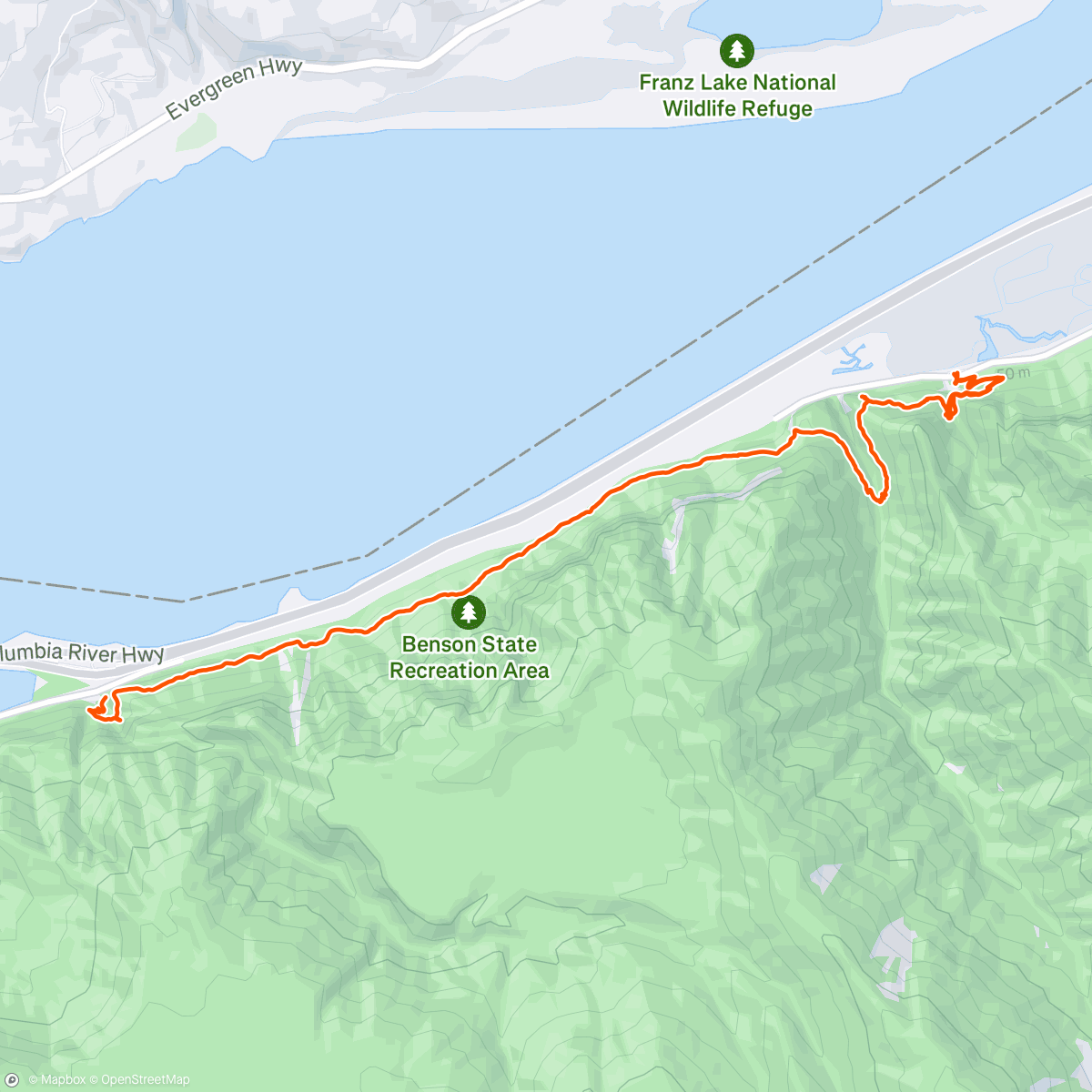 Map of the activity, Multnomah to Horsetail Falls