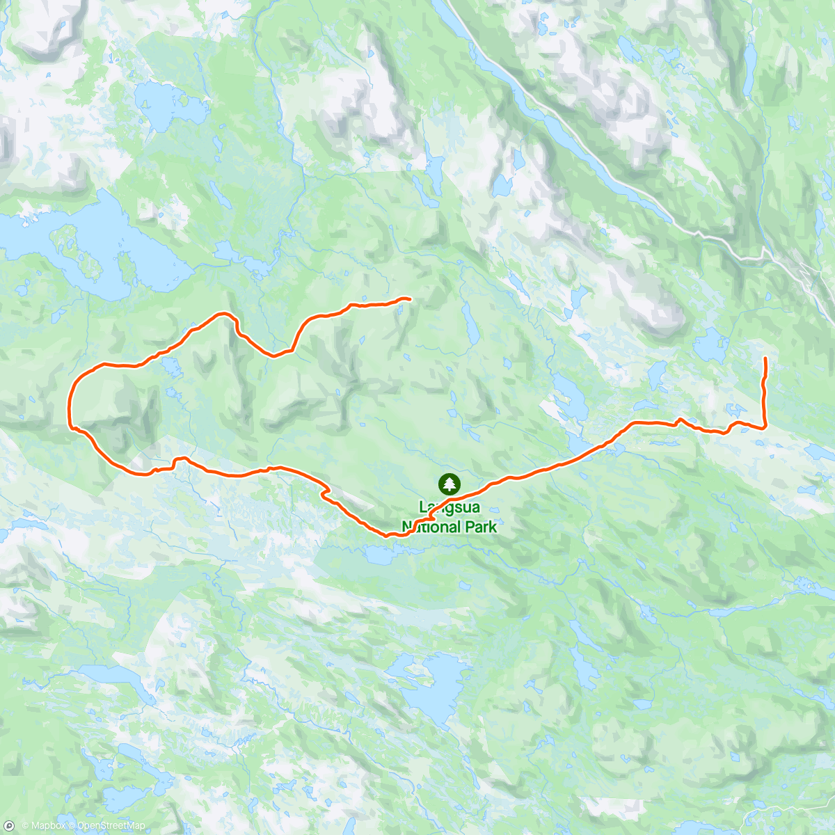 Map of the activity, Drømmedag i Langsua Nasjonalpark😍