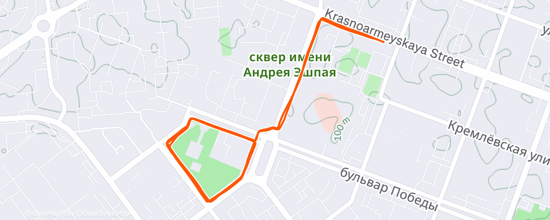 Map of the activity, Ускорения 8 х 100 | Парк