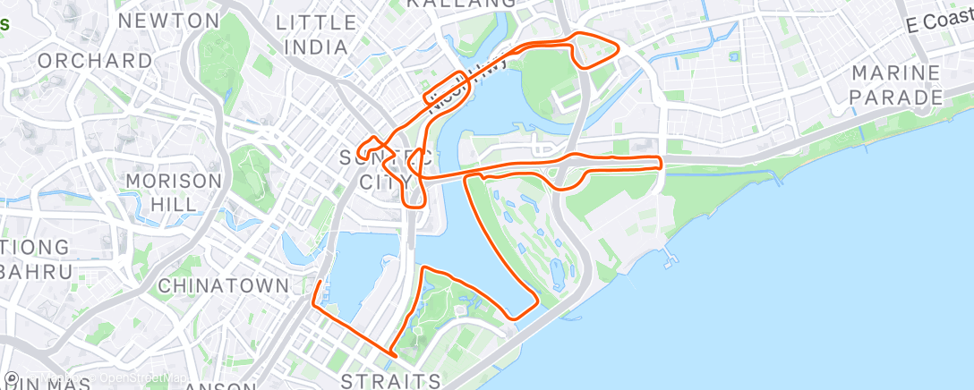 Map of the activity, Standard chartered singapore marathon 2024