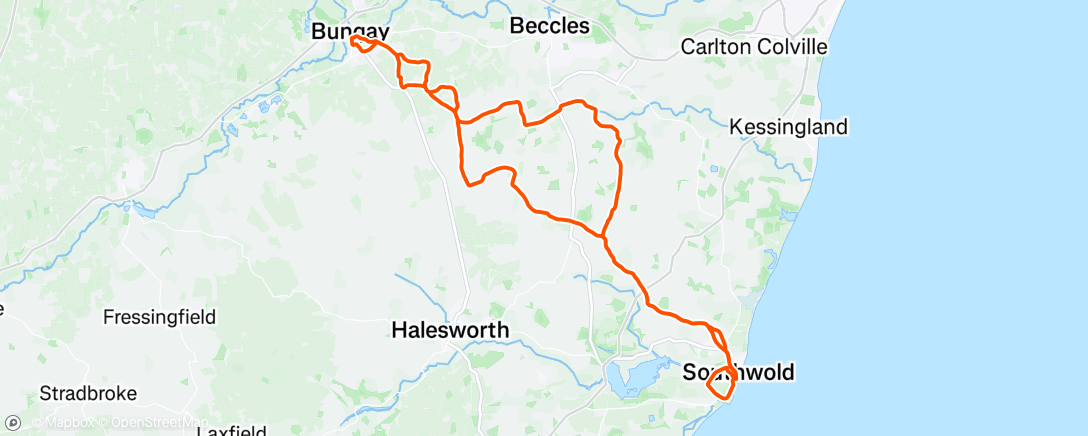 Map of the activity, Lunch Ride