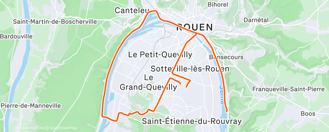 Map of the activity, Sortie vélo le matin