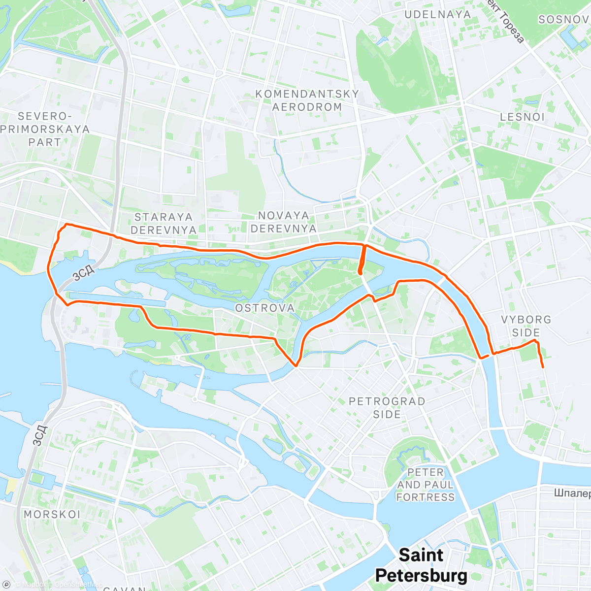 Map of the activity, Evening Run