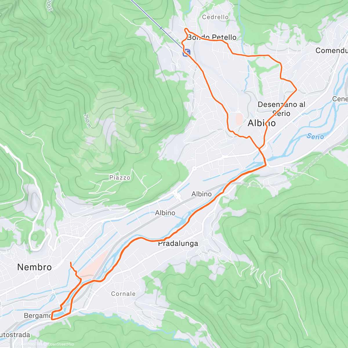 Map of the activity, Lunch Trail Run