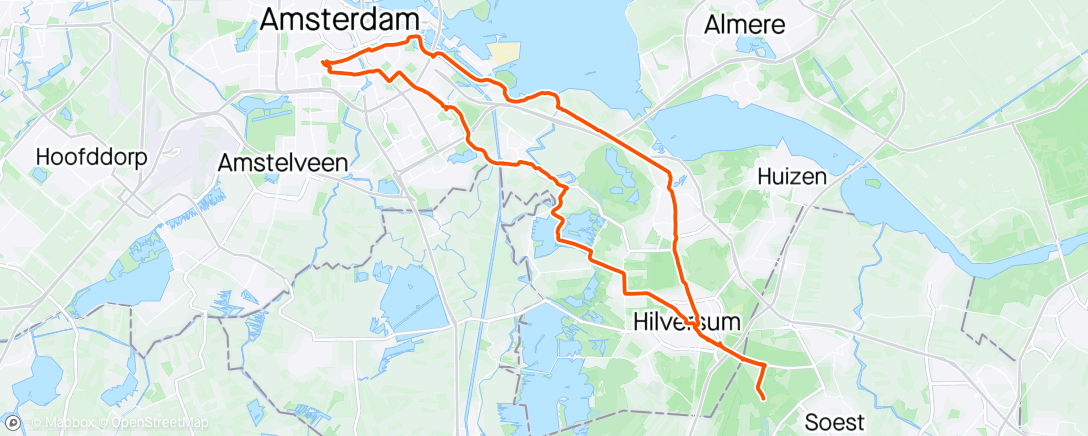 Map of the activity, Pedalada em Amsterdam