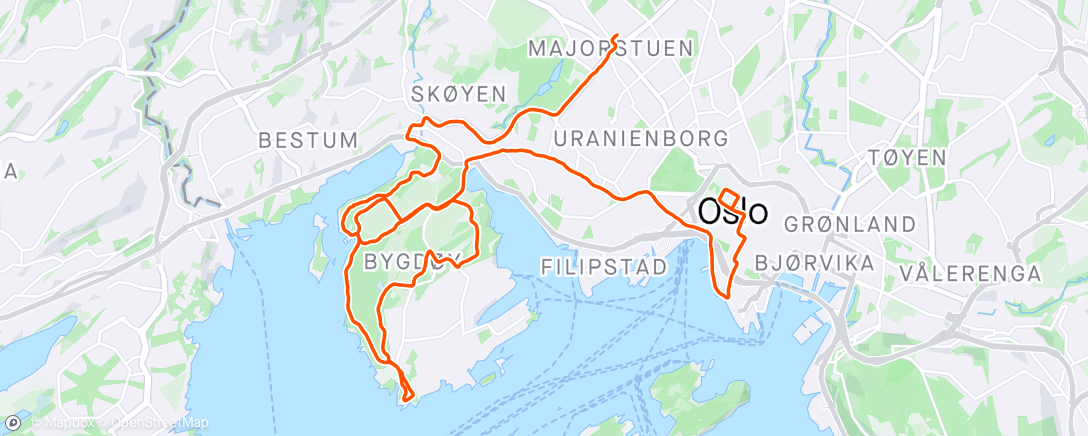 Map of the activity, Easy 20k at Bygdøy